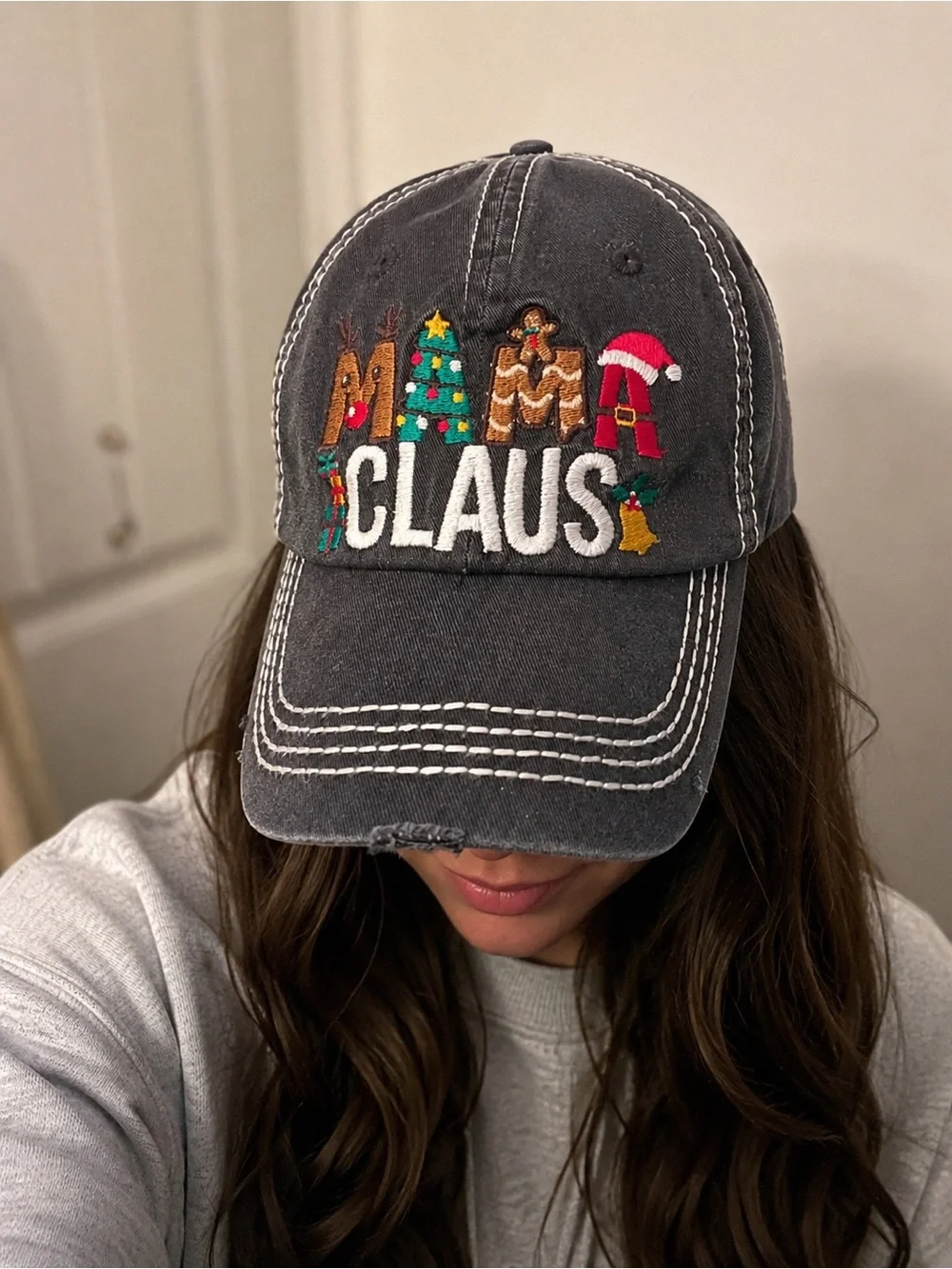 KBETHOS Vintage Mama Claus Distressed Festive Christmas Hat